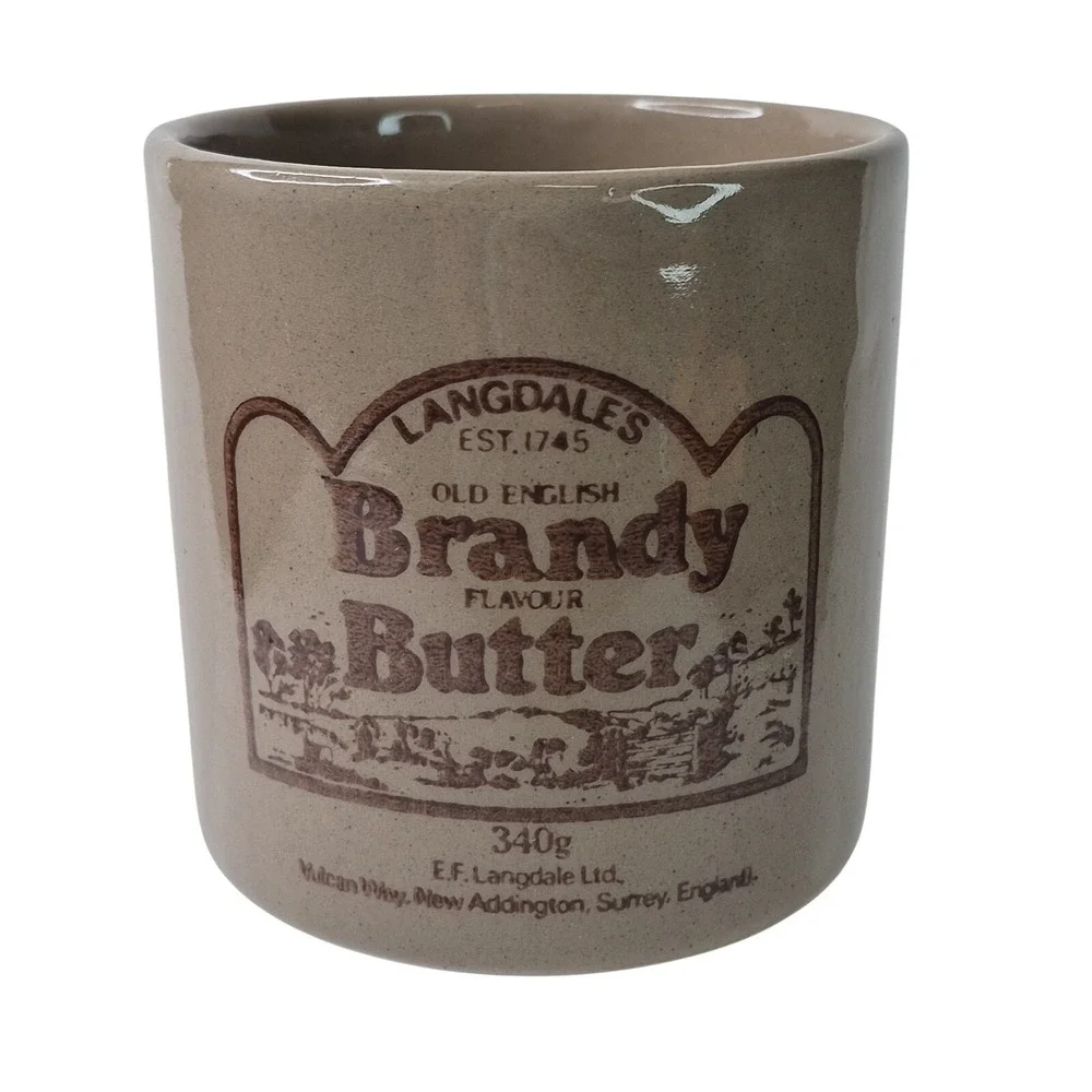 Langdales Brandy Butter Pot Jar 340g Pearsons of Chesterfield Stoneware England